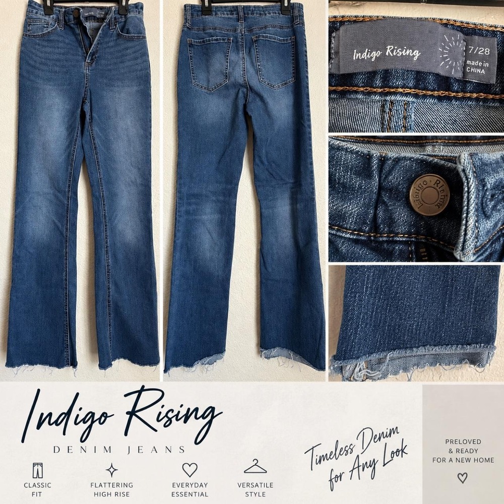 Indigo Rising Flare Jeans | Size 7/28